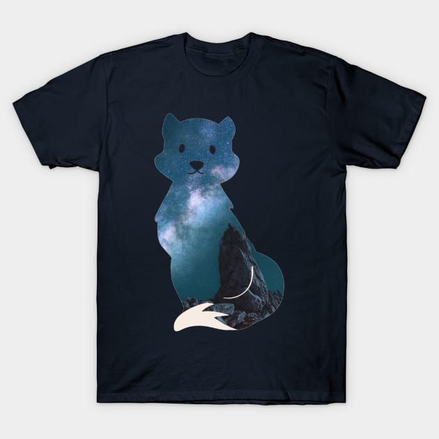 Starry night fox pattern - Milky Way T-Shirt by LukjanovArt